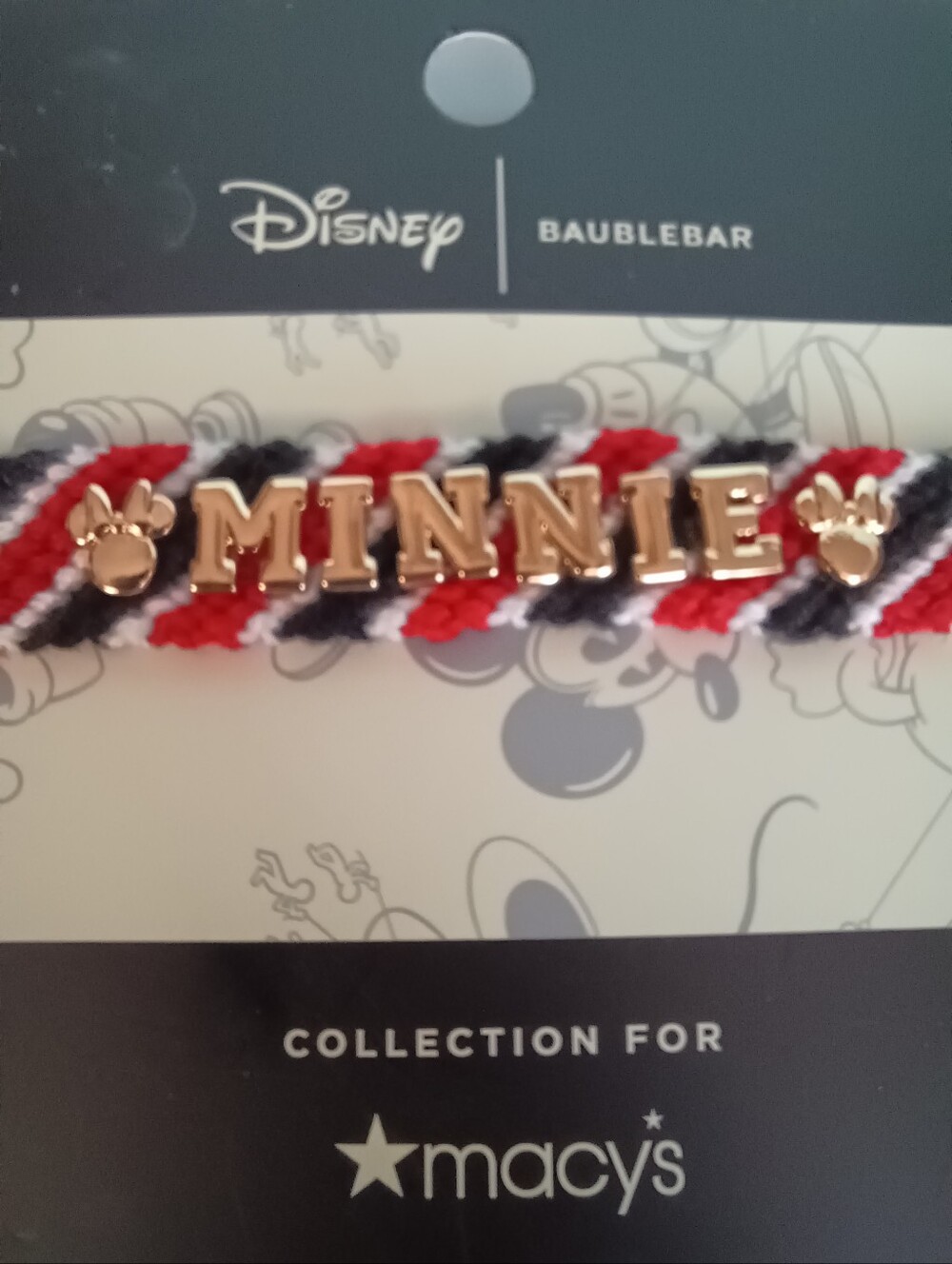 BaubleBar Gold-Tone Minnie Slider Bracelet with Braided Band NEW